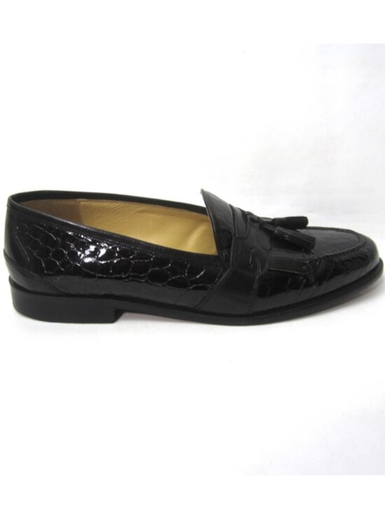 Johnston & Murphy Made Italy Mens Sz 12 M EUC Croc Black Patent Leather Loafers main image 11
